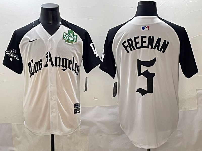 Men 2025 Los Angeles Dodgers #5 Freeman White black Five generations Joint Name Nike MLB Jersey style 5268->los angeles dodgers->MLB Jersey